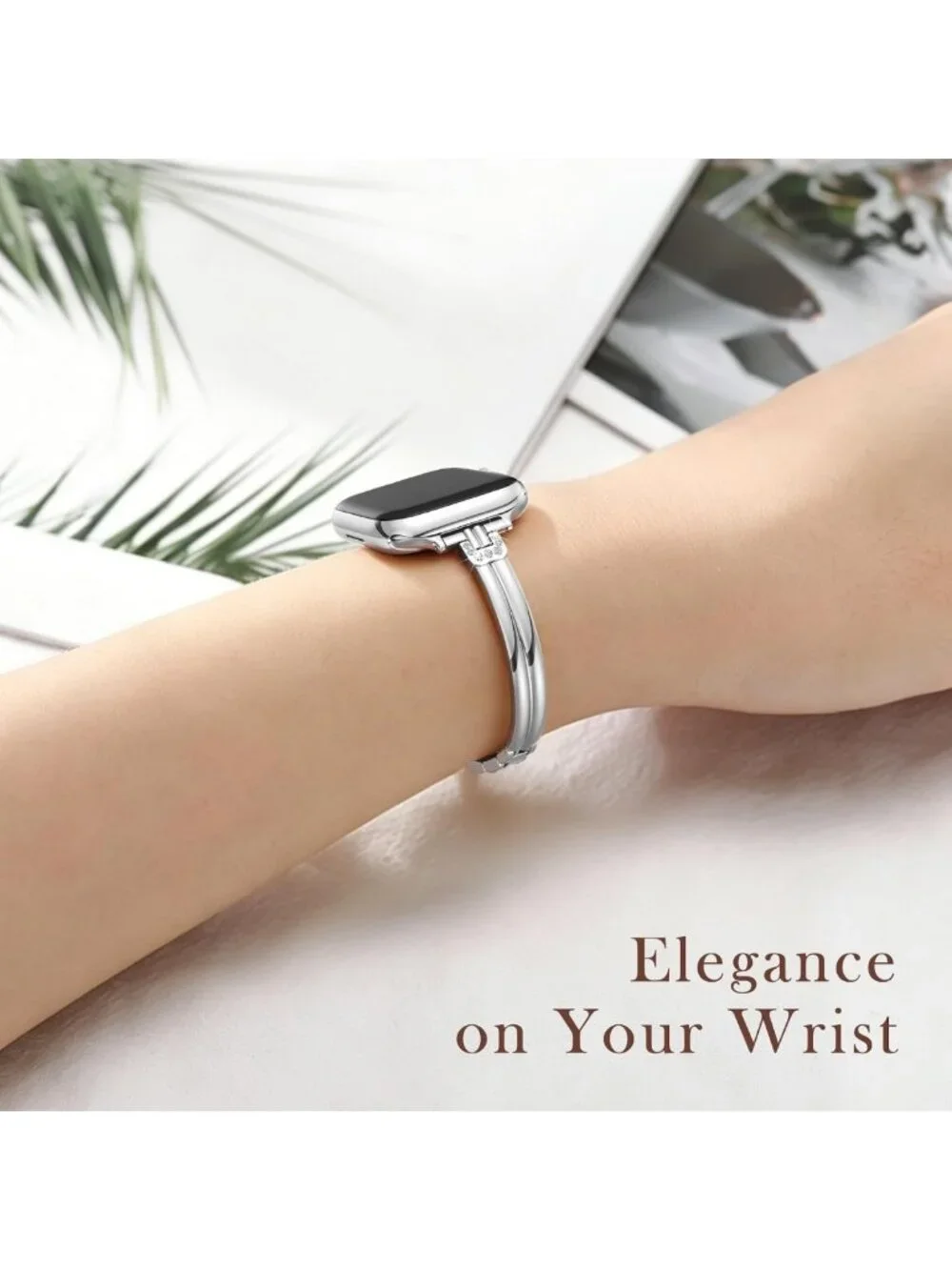 Stylish Slim Metal Watch Band for Women - Bling Diamond Bracelet for iWatch